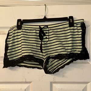 VS PINK Striped Lace Trim Sleep Shorts